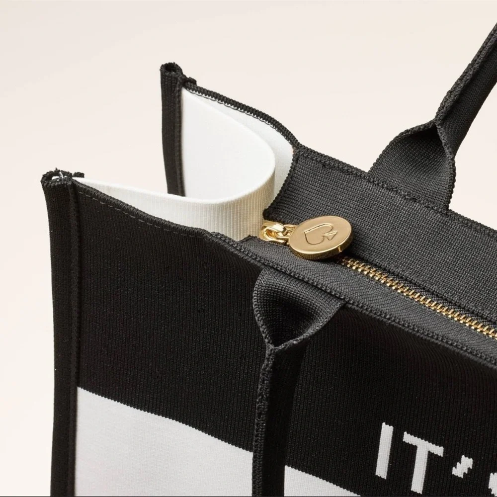 Kate Spade knit color block Black and White Tote Bag NWT - Picture 4 of 14